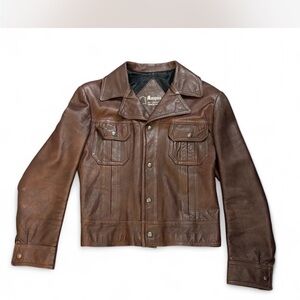 Marquise Brown Leather Shirt Jacket